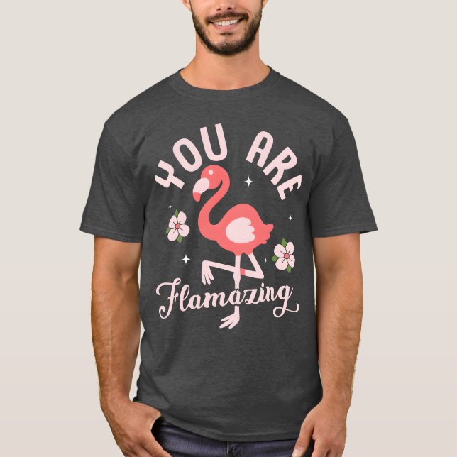 Camiseta Você é um retro rosa pássaro rosa e rosa (Frente)
