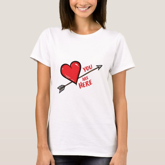 Camiseta Você está aqui: Seta do Amor (Frente)
