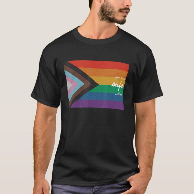 Camiseta Você Está Seguro Comigo Lgbt Ally (Frente)