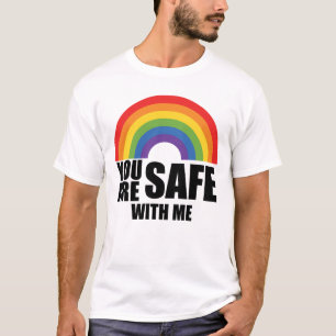 Camiseta Você Está Seguro Comigo Orgulho Arco-Íris LGBTQ