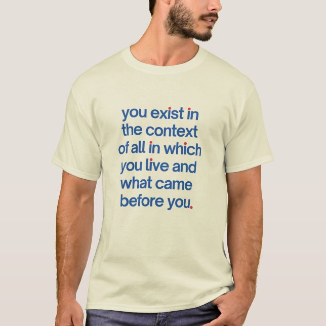 Camiseta Você existe no contexto vermelho e azul (Frente)