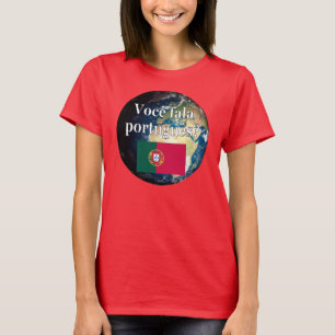 Camiseta Você fala o português? Português. Bandeira & te