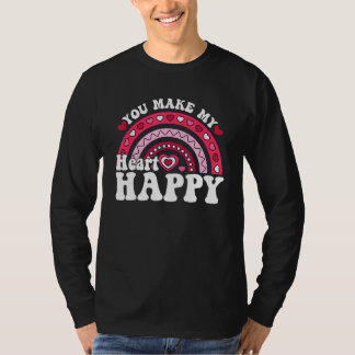 Camiseta Você Faz Meu Coração Feliz Coração Arco-Íris Me Di