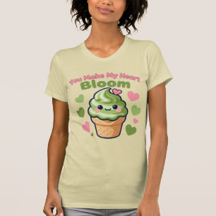 Camiseta Você Faz Meu Coração Florescer Cute Kawaii Matcha