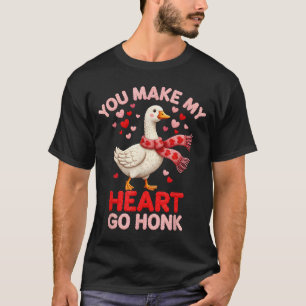 Camiseta Você Faz Meu Coração Ir Honk Ganso Falso Amando Lã