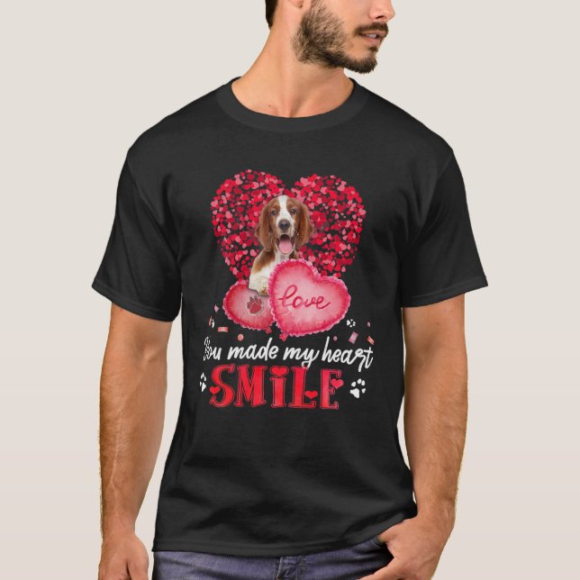 Camiseta Você Faz Meu Coração Sorrir Galês Springer Spaniel (Frente)