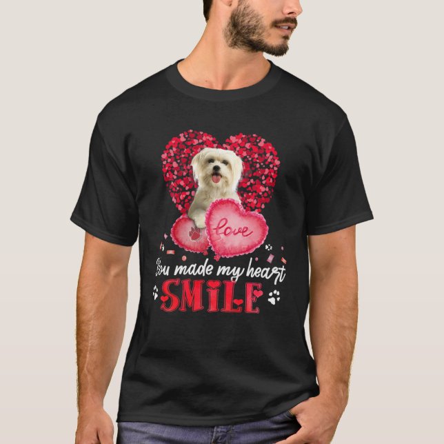 Camiseta Você Faz Meu Coração Sorrir Maltês Com Coração (Frente)