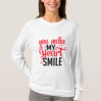 Camiseta Você Faz Meu Coração Sorrir Manga Longa Feminina