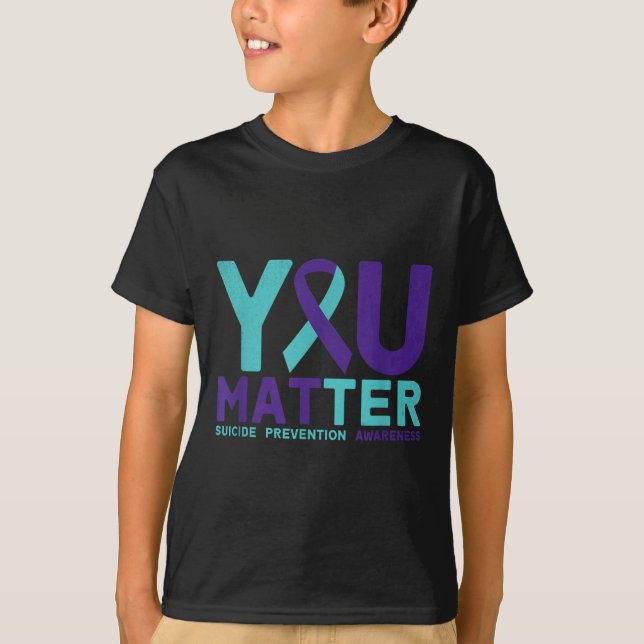 Camiseta Você - Fita de Conscientização Roxa Azul Turquesa  (Frente)