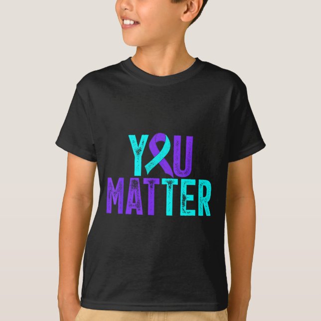 Camiseta Você Fita de Conscientização Roxa Teal de Prevençã (Frente)