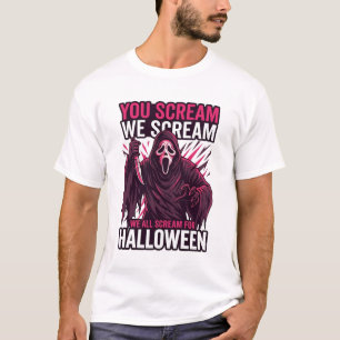 Camiseta Você Grita Nós Fantasma de Halloween Faca Sangrent