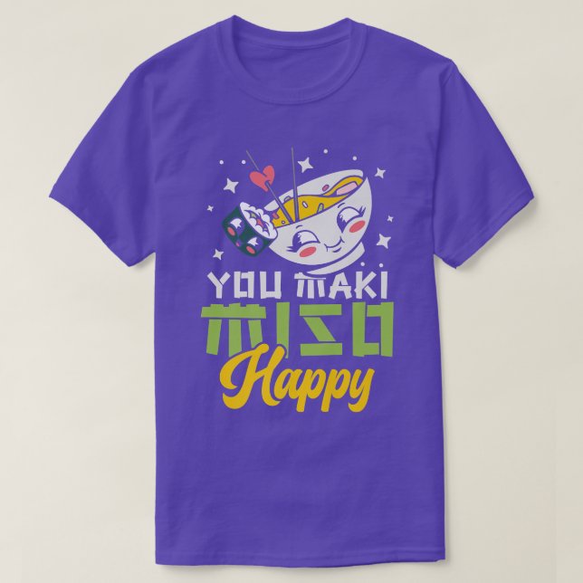 Camiseta Você Maki Miso Happy Ramen No Japão Foo Japonês (Frente do Design)