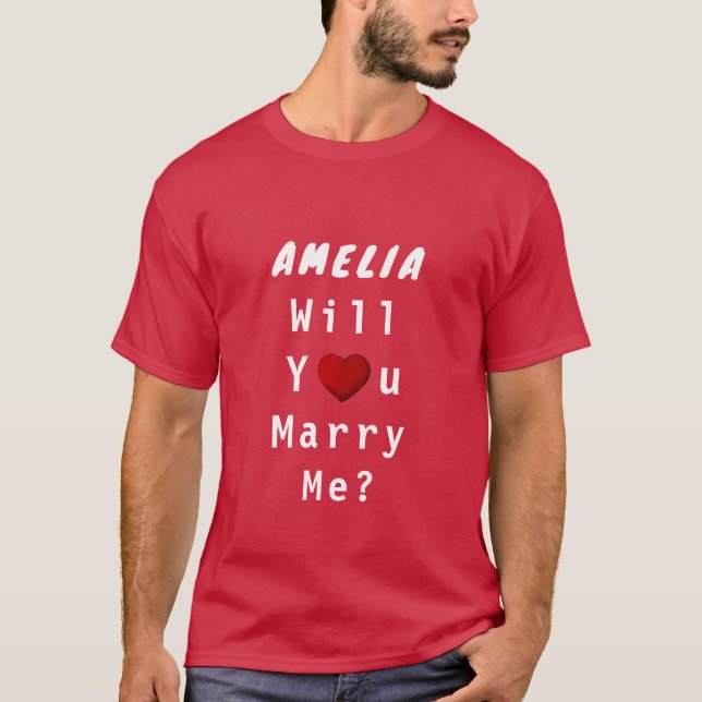Camiseta Você me casado o Coração Romântico Vermelho com o  (Frente)