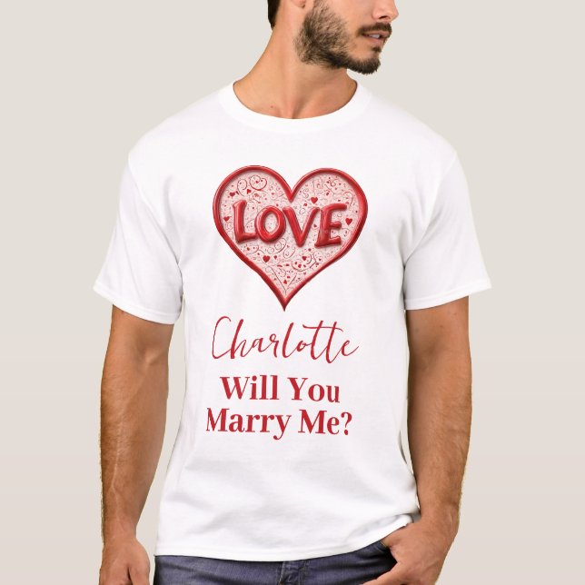 Camiseta Você Me Casado? | Proposta do Red Love Heart (Frente)