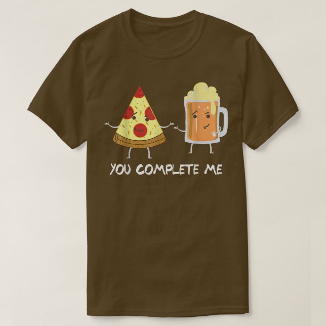 Camiseta Você me completa - cerveja e pizza BFF (Frente do Design)