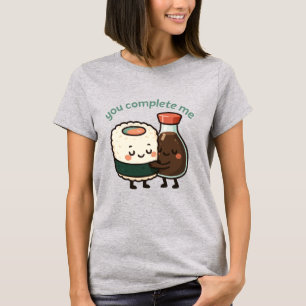 Camiseta Você Me Completa Sushi E Molho De Soja