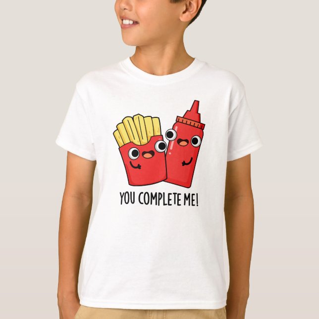 Camiseta Você Me Completou Engraçado Fries Ketchup Pun (Frente)