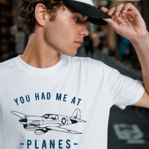 Camiseta Você me conquistou com PLANES, Avião Antigo P-40, 