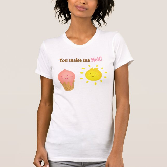 Camiseta Você me faz derreter, sorvete e sol, amar o humor (Frente)