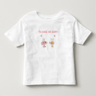 Camiseta Você Me Faz Feliz! Cérebro Feliz e Flor