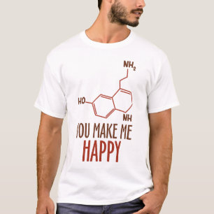 Camiseta Você Me Faz Feliz Design de Molécula de Química Tr