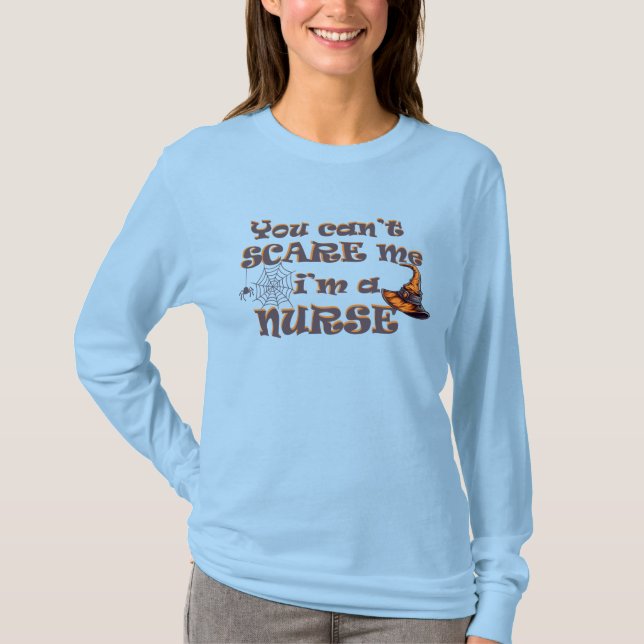 Camiseta Você não pode me assustar Eu sou enfermeiro Hallow (Frente)