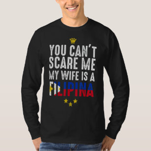 Camiseta Você não pode me assustar Minha esposa é uma Roupa