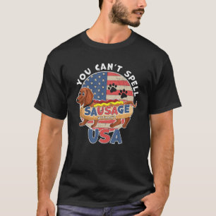 Camiseta Você não pode soletrar salsicha sem os EUA 4 de