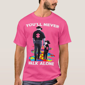 Camiseta Você nunca caminhará sozinho consciência do autism