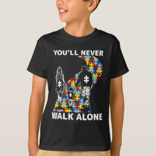 Camiseta Você nunca caminhará sozinho consciência do autism