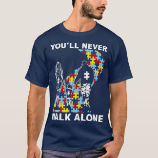 Camiseta Você nunca caminhará sozinho consciência do autism