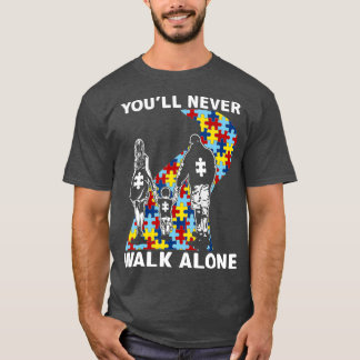 Camiseta Você nunca caminhará sozinho consciência do autism