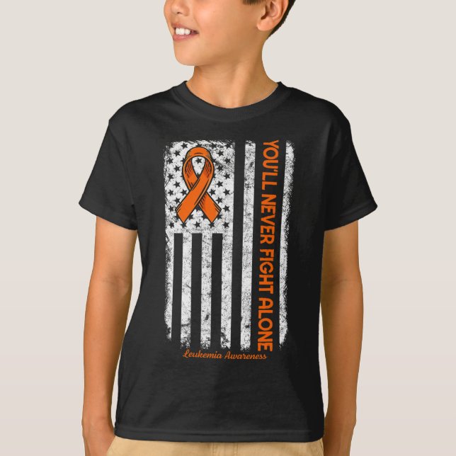Camiseta Você nunca combaterá sozinho a leucemia de Cancere (Frente)