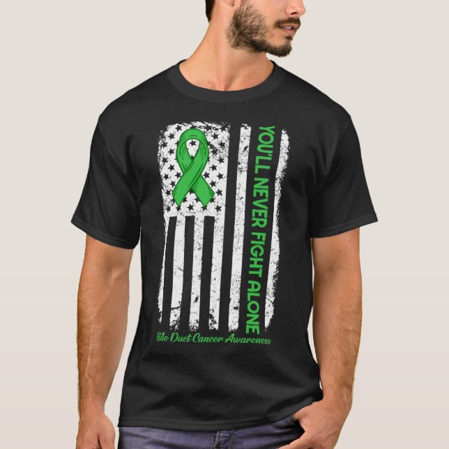 Camiseta Você nunca lutará sozinho com o Cancer dos dutos v (Frente)
