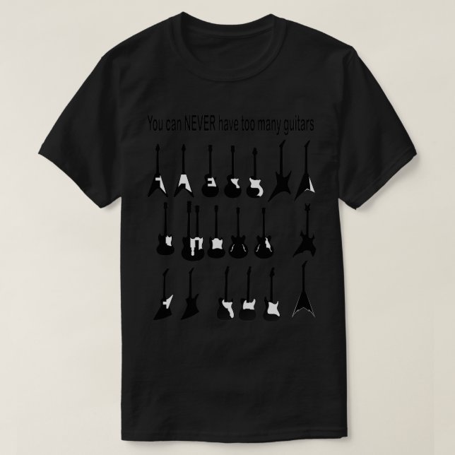 Camiseta Você nunca pode ter muitas guitarras 2 (Frente do Design)