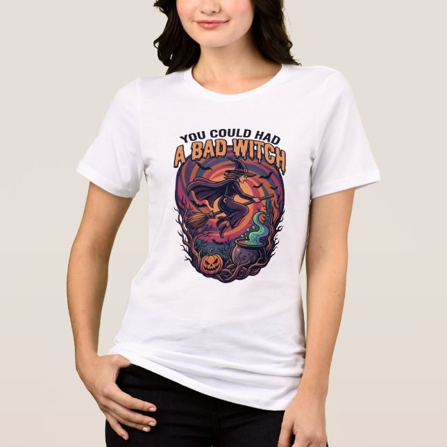 Camiseta Você Poderia Ter Bruxa Má Voadora de Halloween_1 (Frente)