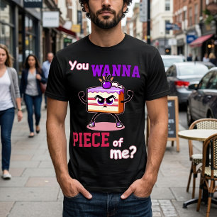 Camiseta Você Quer um Pedaço de Mim Bolo de Desenho Animado