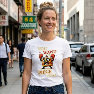 Camiseta Você quer um pedaço de mim. Bolo irritado desenho