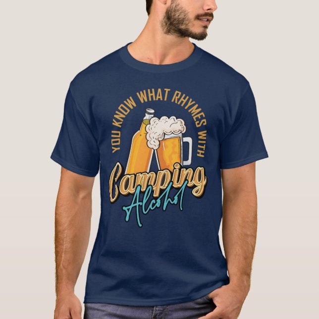 Camiseta Você Sabe O Que Rima Com Álcool De Acampamento men (Frente)