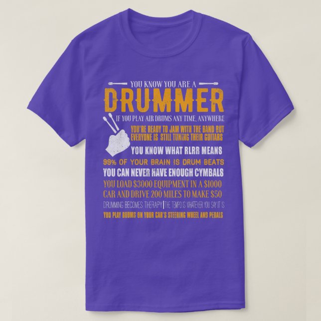 Camiseta Você Sabe Que Você É Um Drummer Engraçado Batendo  (Frente do Design)