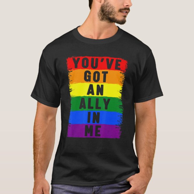 Camiseta Você tem um aliado em mim Lgbt, lésbica, bissexual (Frente)