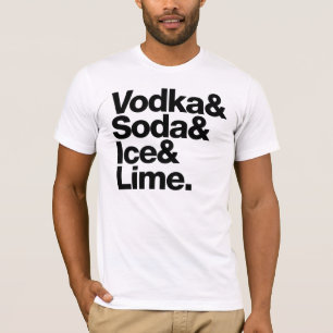 Camiseta Vodca & soda & gelo & limão. (rotulação escura)