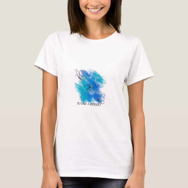 Camiseta 'Voe alto como uma borboleta' para mulher (Frente)