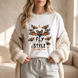 Camiseta Voe com Estilo Equipe Assustadora Morcego Fofo Hal