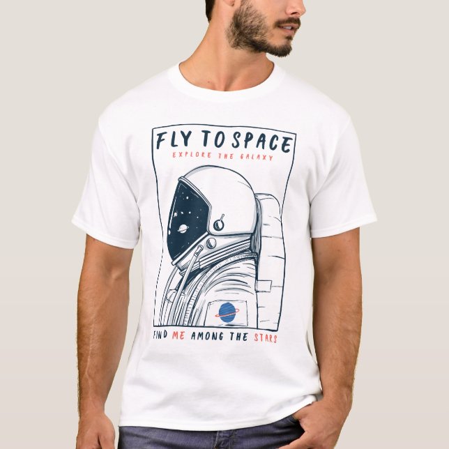 Camiseta Voe para o Espaço - Design de Exploração de Astron (Frente)