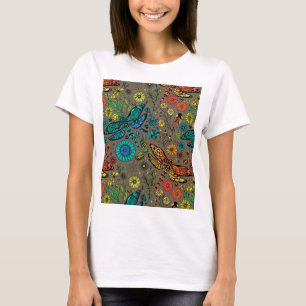 Camiseta Voe, voe libélula em marrom