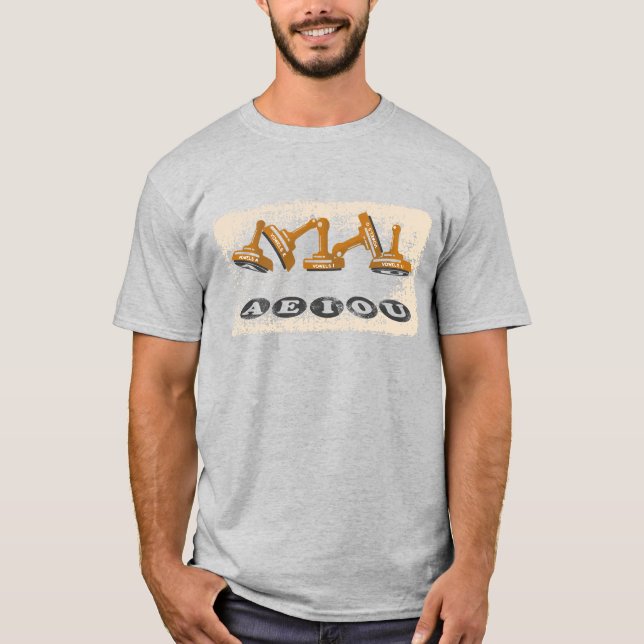 Camiseta Vogais AEIOU Língua Inglesa Gramática (Frente)