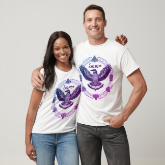 Camiseta Vogel im Mandala Farbverlauf blau-lila