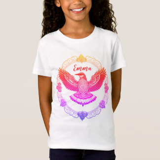 Camiseta Vogel im Mandala Farbverlauf Regenbogen