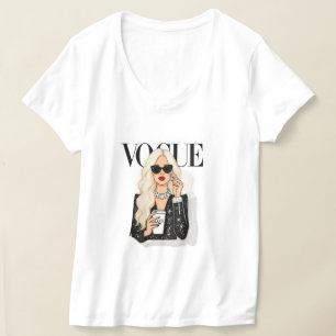 Camiseta Vogue branca de meia manga